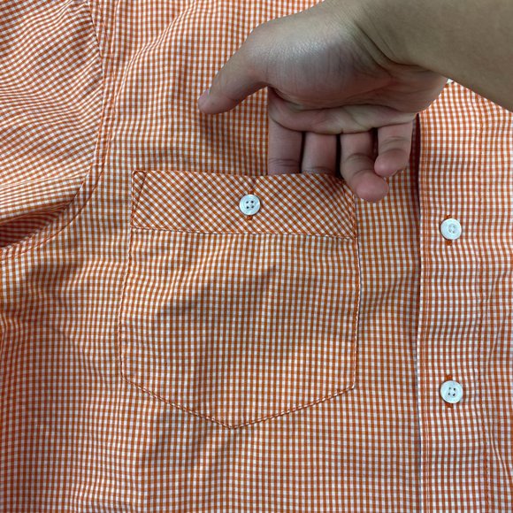 Sean John Shirt Men Medium M Orange White Checkered Button Up Classic Fit Diddy - Picture 5 of 8
